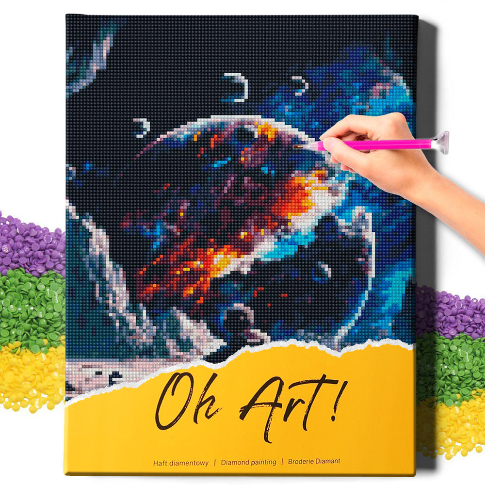 5D Diamond Painting Set 30x40 mit Rahmen – Astronaut auf dem Mond