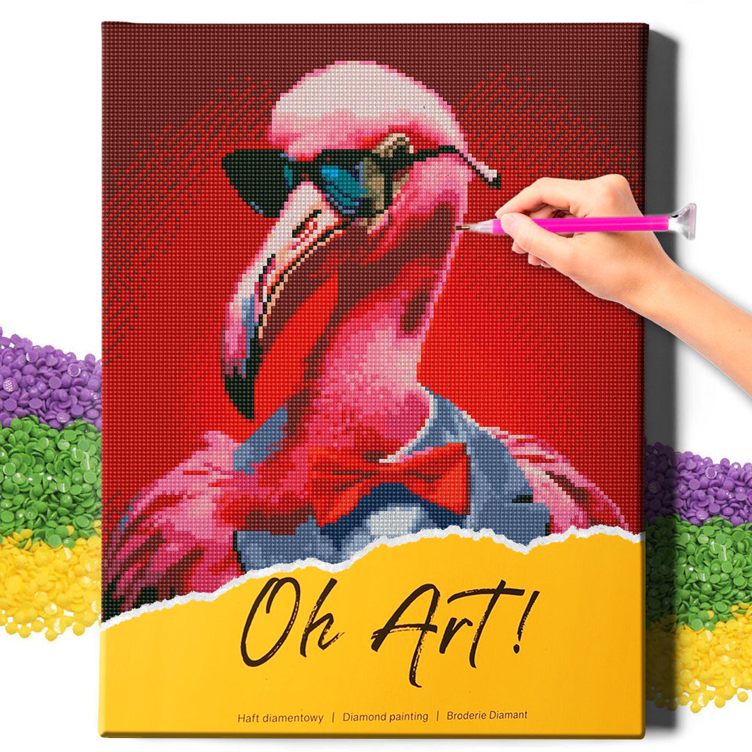 5D Diamond Painting Set 40x50 mit Rahmen – Flamingo-Anwalt