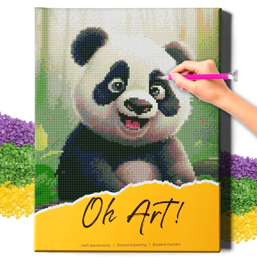 5D Diamond Painting Set 30x40 mit Rahmen – Kleiner Panda