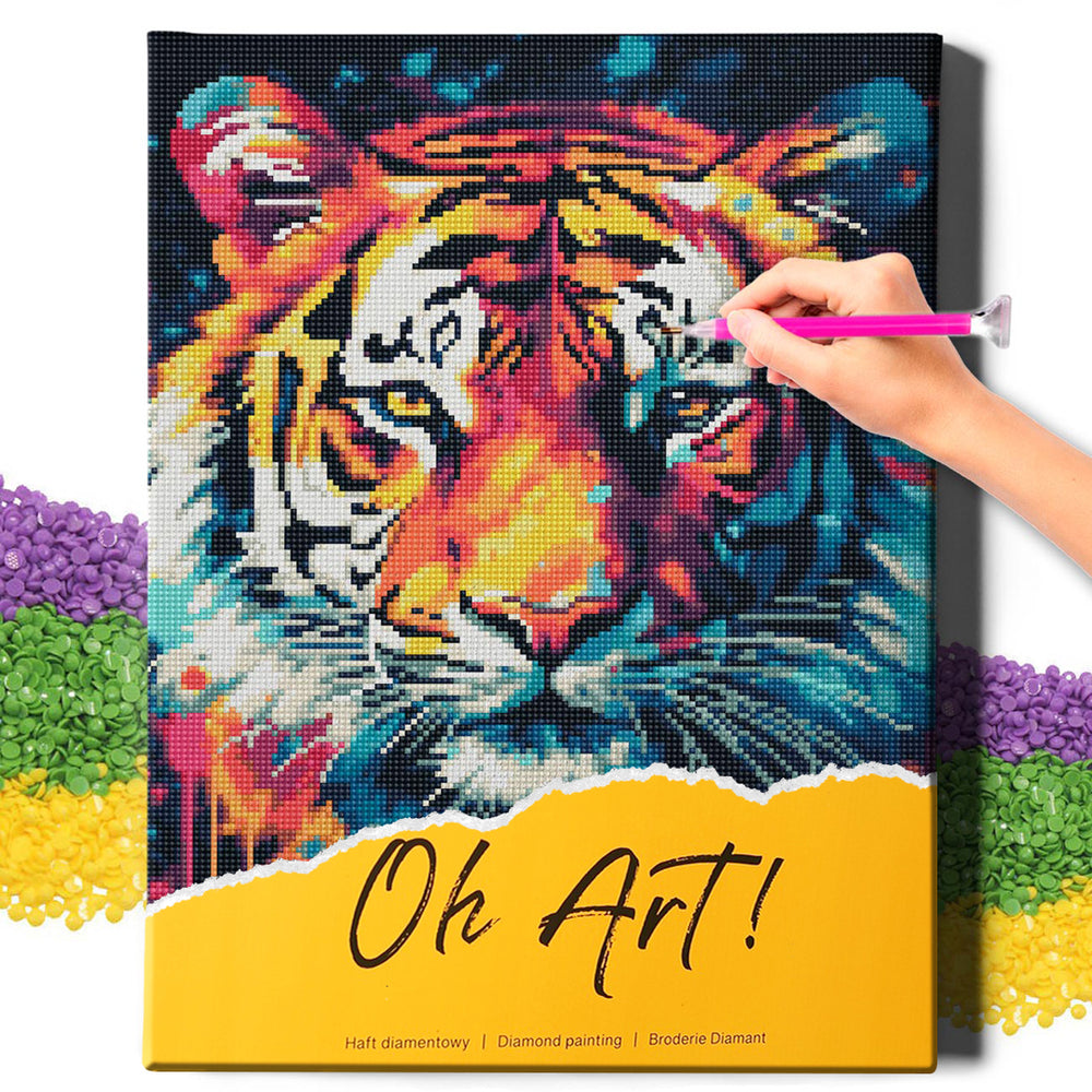 5D Diamond Painting Set 40x50 mit Rahmen – Tiger