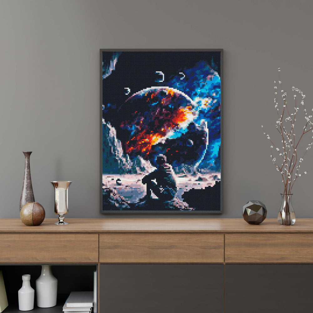 
                      
                        5D Diamond Painting Set 30x40 mit Rahmen – Astronaut auf dem Mond
                      
                    