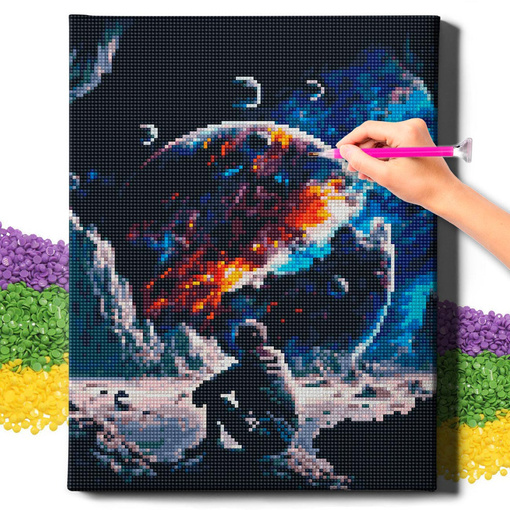 5D Diamond Painting Set 30x40 mit Rahmen – Astronaut auf dem Mond