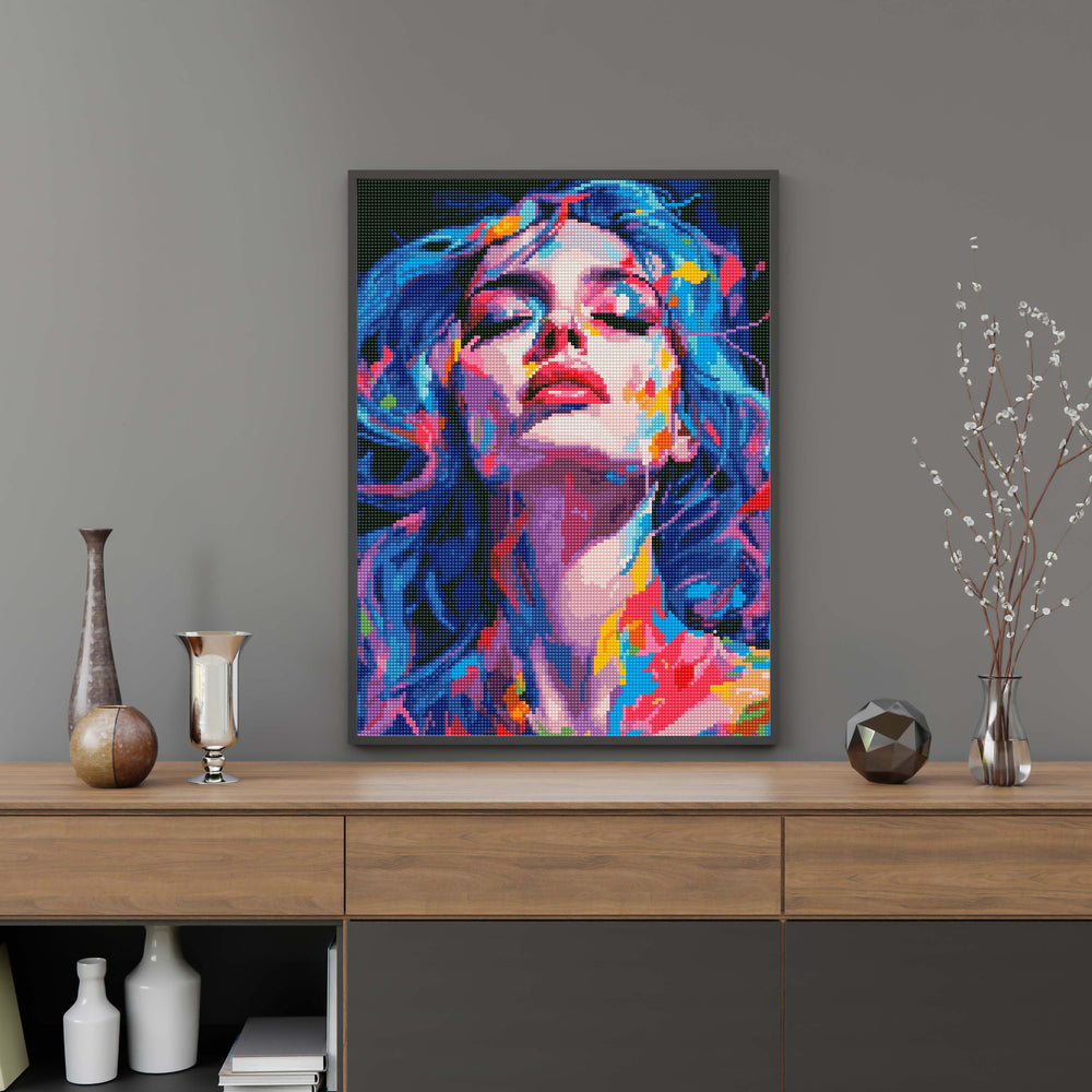 
                      
                        5D Diamond Painting Set 40x50 mit Rahmen – Mädchen mit blauen Haaren
                      
                    