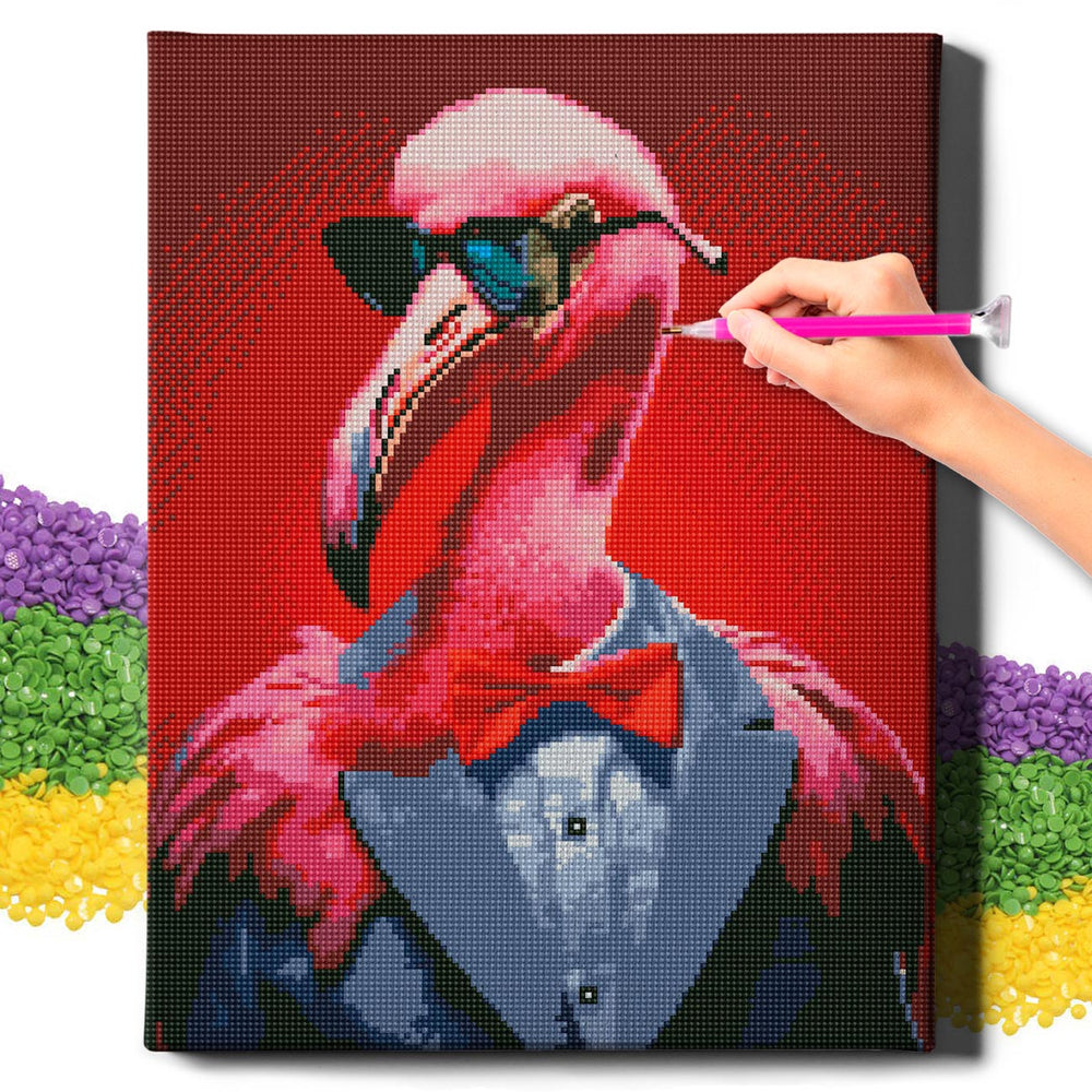 5D Diamond Painting Set 40x50 mit Rahmen – Flamingo-Anwalt