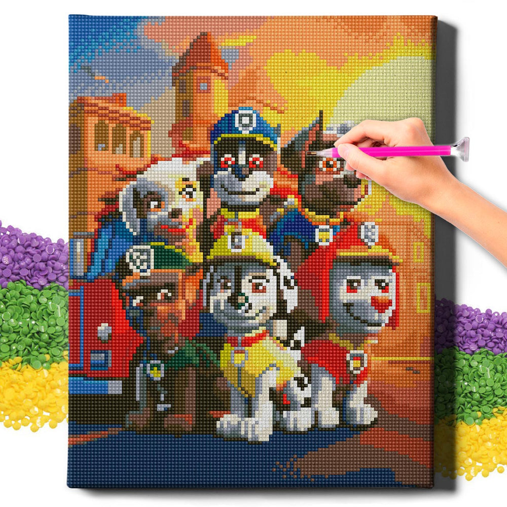 5D Diamond Painting Set 30x40 mit Rahmen – Paw Patrol