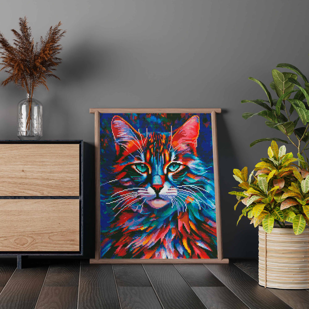 
                      
                        5D Diamond Painting Set 40x50 mit Rahmen – Buntfarbige Katze
                      
                    