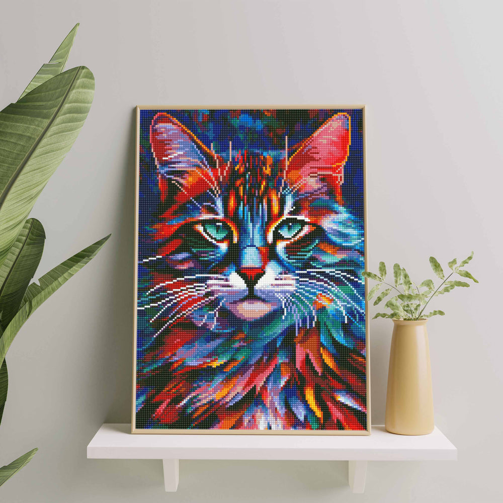 
                      
                        5D Diamond Painting Set 40x50 mit Rahmen – Buntfarbige Katze
                      
                    