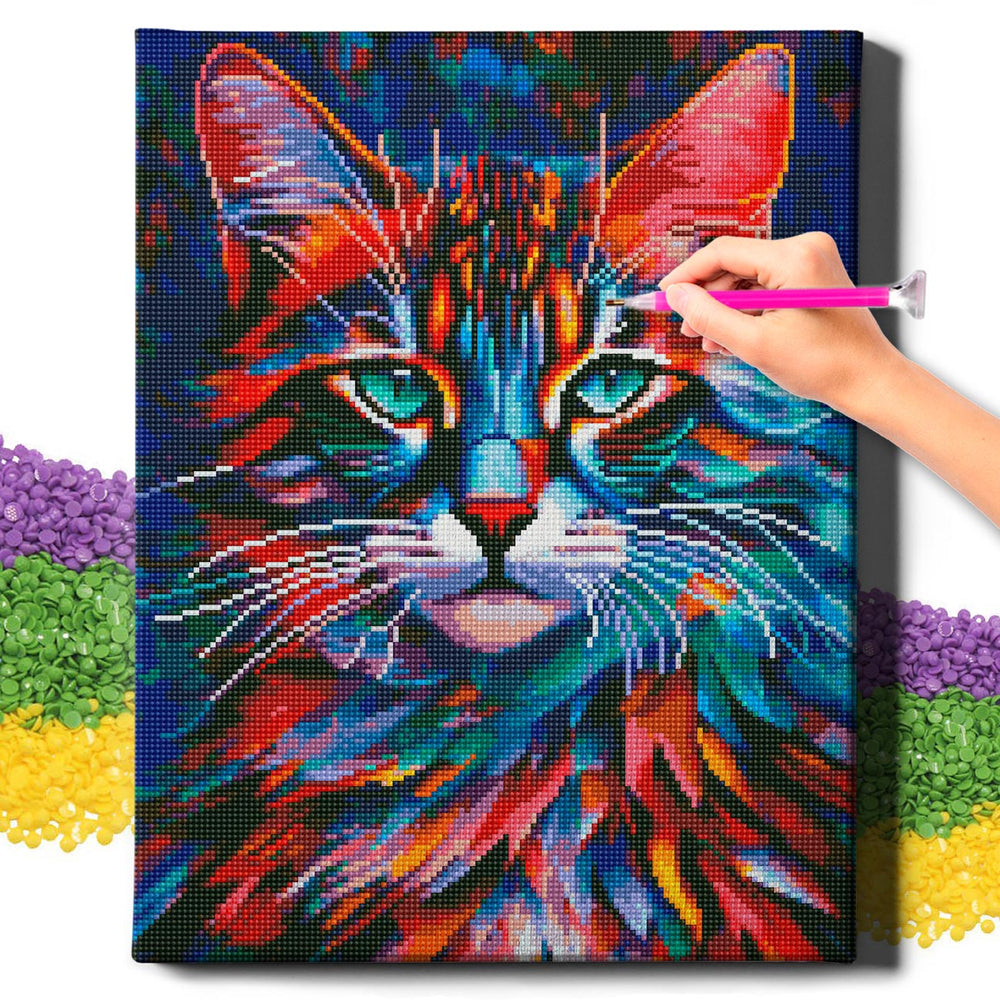 
                      
                        5D Diamond Painting Set 40x50 mit Rahmen – Buntfarbige Katze
                      
                    