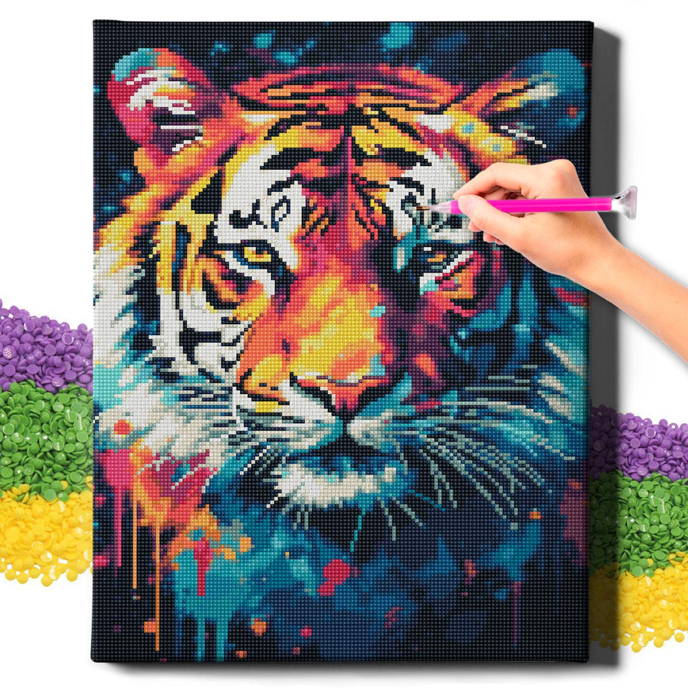 5D Diamond Painting Set 40x50 mit Rahmen – Tiger