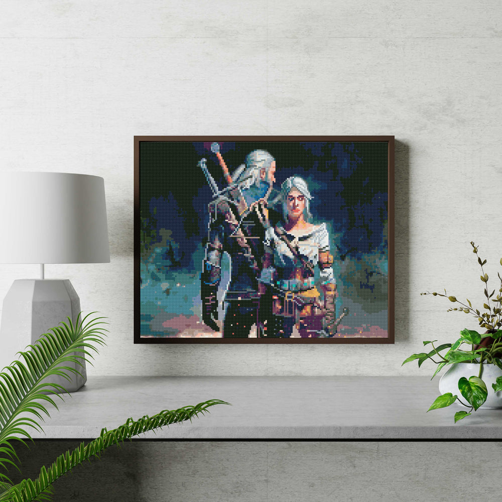 
                      
                        5D Diamond Painting Set 40x50 mit Rahmen – Hexer Geralt und Ciri
                      
                    